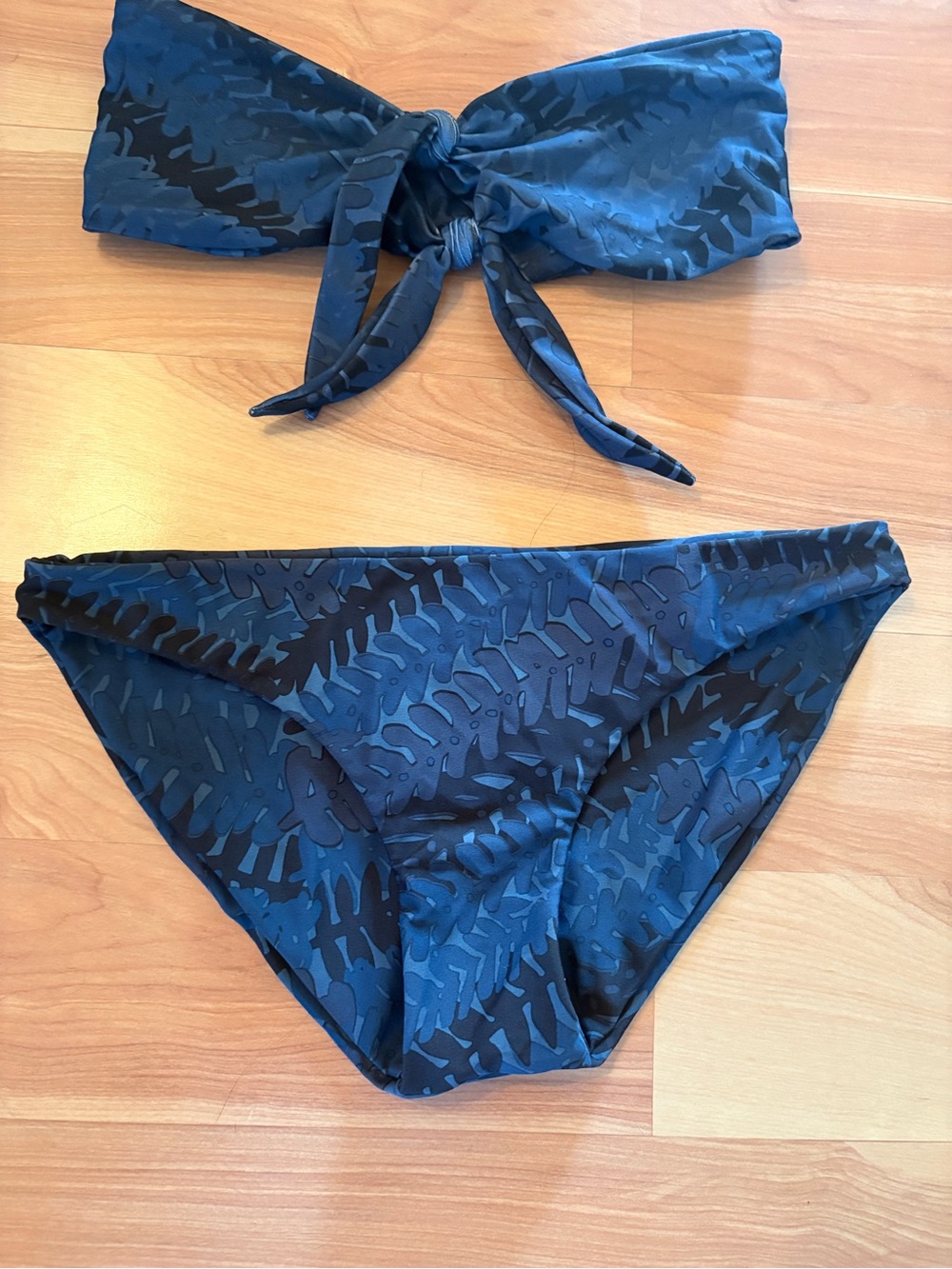 Mikoh Navy and Black Bandeau Bikini Bottoms